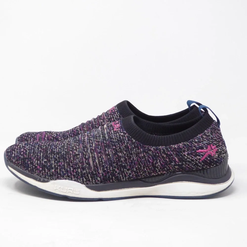KURU Stride Women Slip On Walking Shoes Purple Multi Color Knit Comfort 9.5